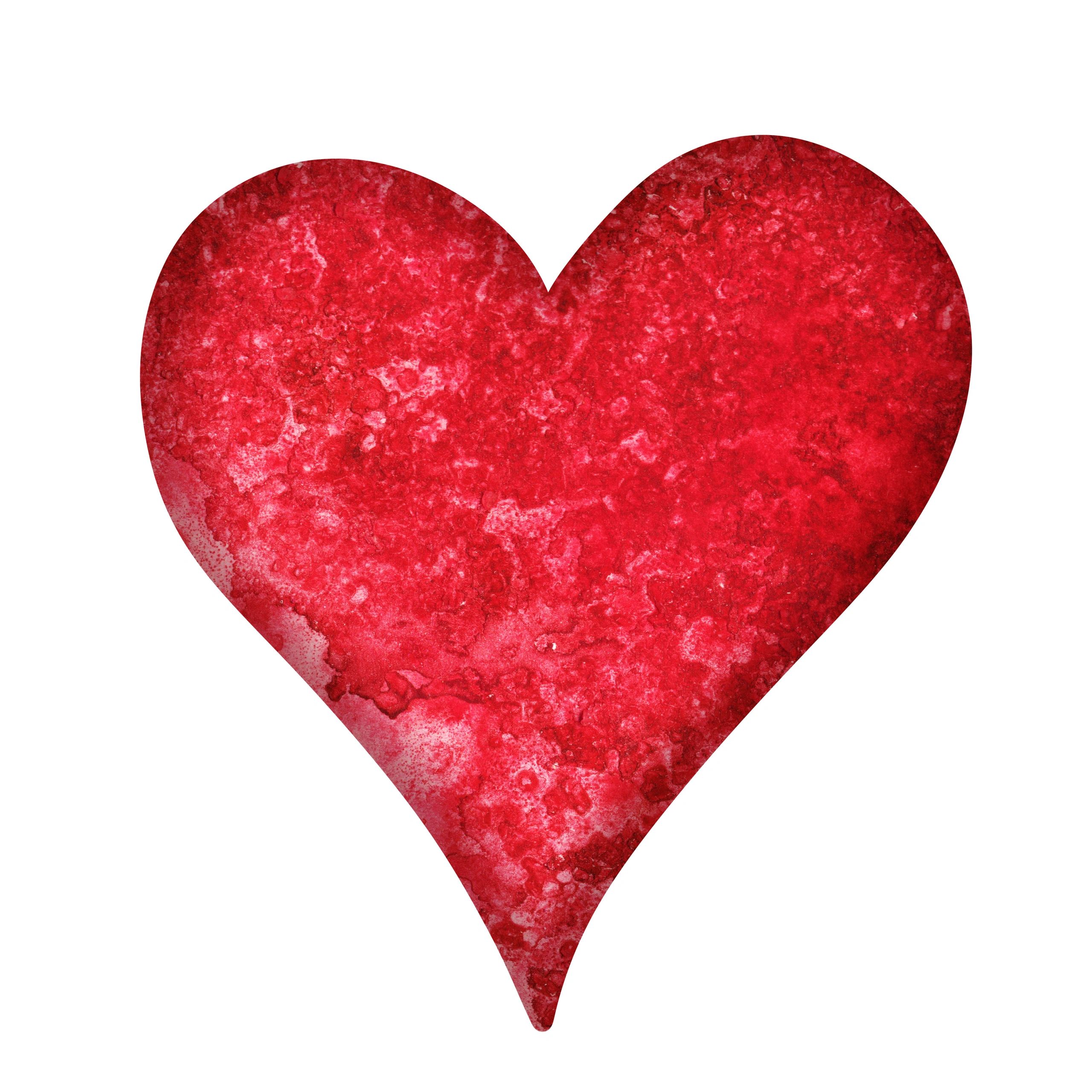 Distorted bright red heart in dark symbolic style